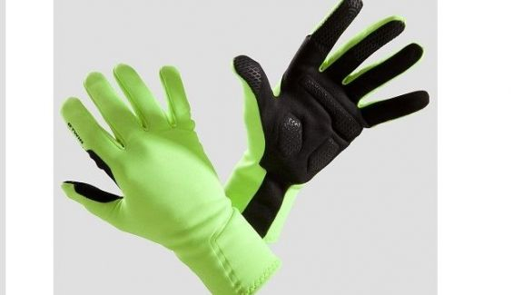 luvas de bicicleta 500 meia estacao amarelo fluorescente