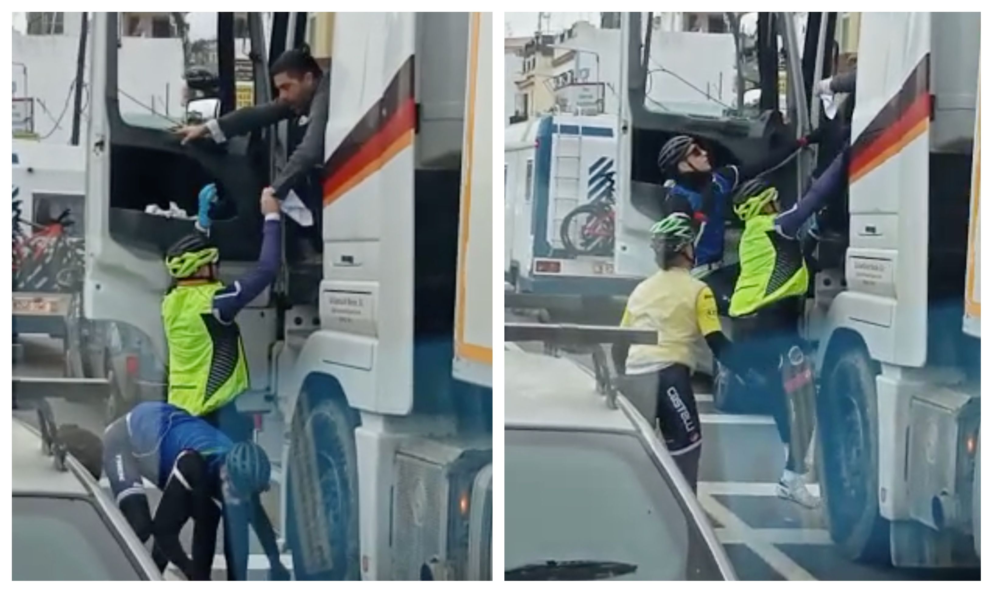 Três ciclistas agridem um camionista após violenta discussão