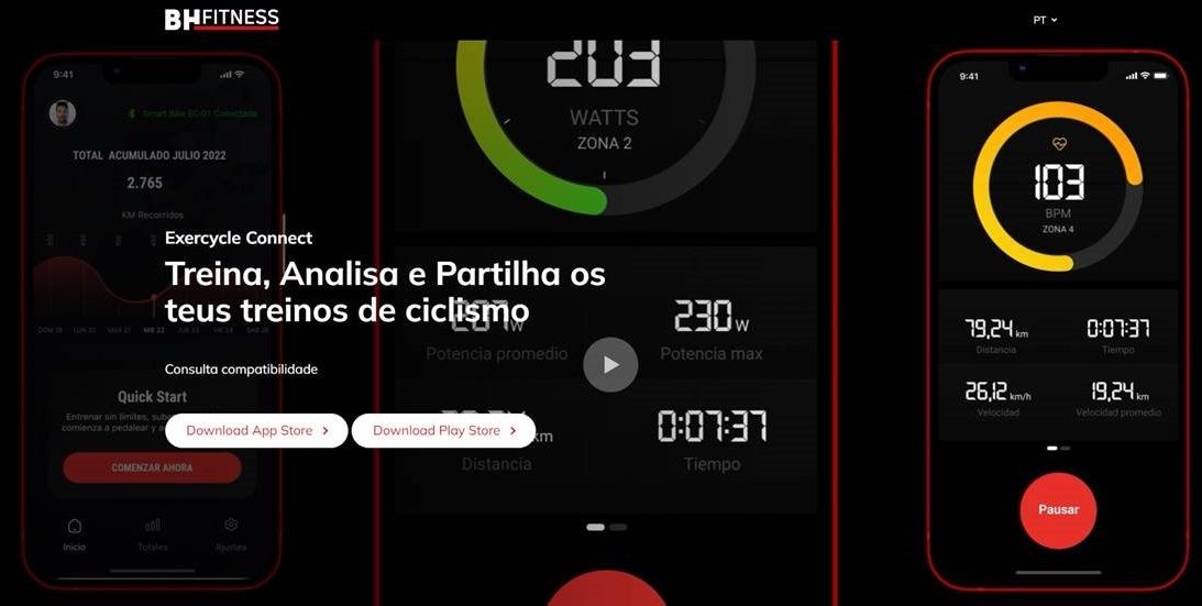 BH Fitness lançou uma nova aplicação de treino para a Smart Bike Exercycle