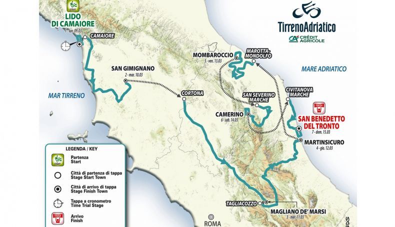 Já foi revelado o percurso da Tirreno Adriático 2026