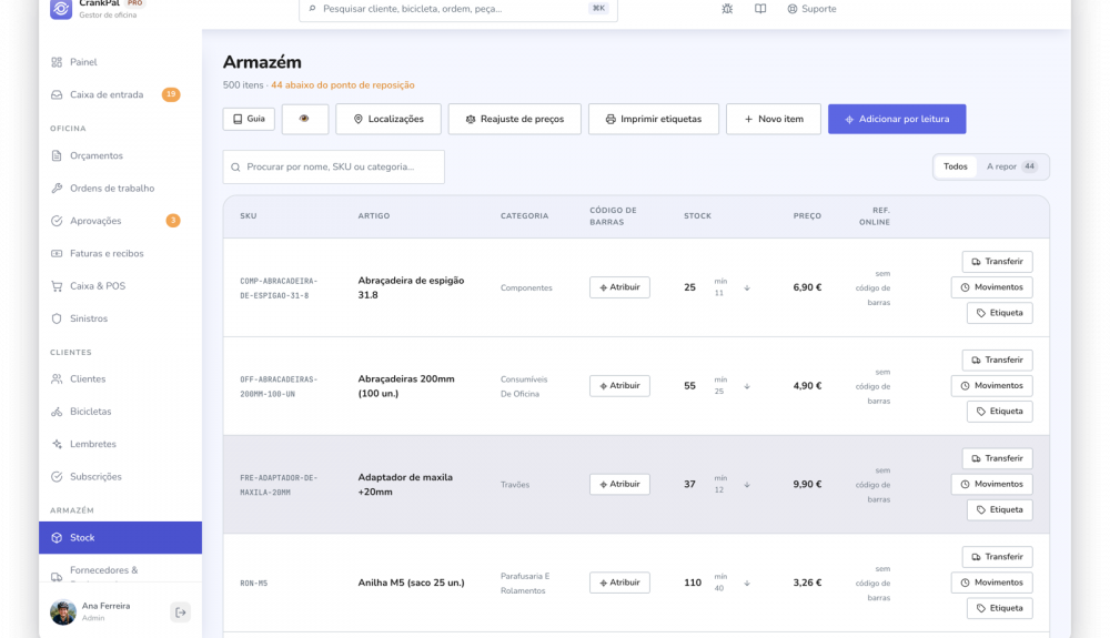 11 Stock, limites e reposição sob controlo