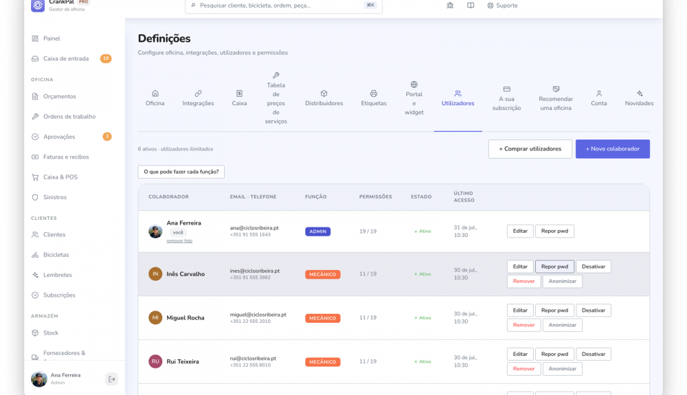 13 Utilizadores, funções e permissões
